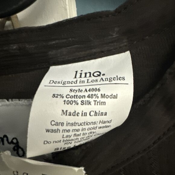 LINQ California Chocolate Brown Henley Women’s Size L Large MSRP‎ $68 NWT - Picture 4 of 6